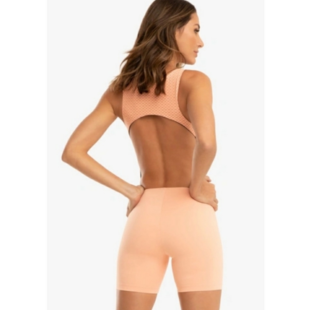 Koral Test Blackout Short Jumpsuit Pompano Orange Medium Nwt - Picture 5 of 8
